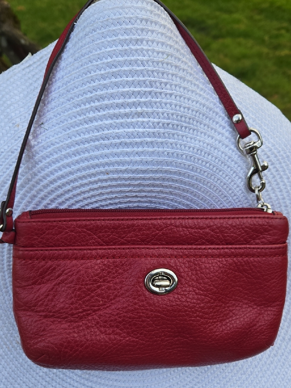 Coach Park Leather Medium Wristlet – Black Cherry (EUC) (BIN 005)